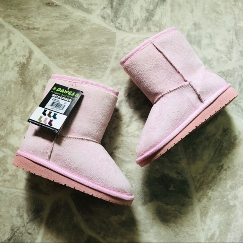 NWT DAWGS pink girls faux shearling liner memory foam winter boots Size 4.5 6.5